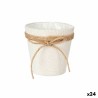 Vaso Ibergarden WY18-71 Bianco Marrone Stoffa Corda Plastica Fiocco 14 x 12,5 x 14 cm 14 x 14 x 14 cm (24 Unità)