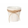 Vaso Ibergarden WY18-71 Bianco Marrone Stoffa Corda Plastica Fiocco 14 x 12,5 x 14 cm 14 x 14 x 14 cm (24 Unità)