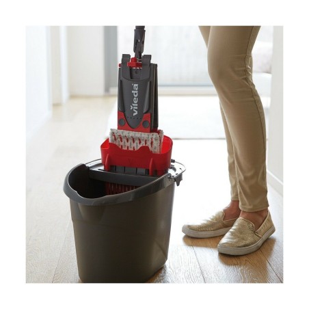 Mocio con Secchio a Doppia Azione Vileda Ultramax Mop Set Nero Rosso Microfibre