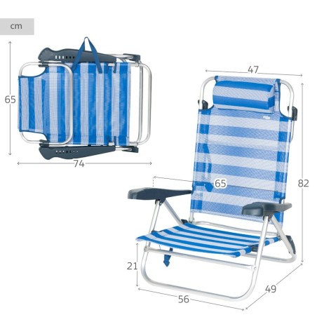Sedia da Spiaggia Aktive 47 x 82 x 49 cm (2 Unità)