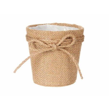 Vaso Ibergarden WY18-72 Marrone Stoffa Corda Plastica Fiocco 11 x 10,5 x 11 cm (24 Unità)