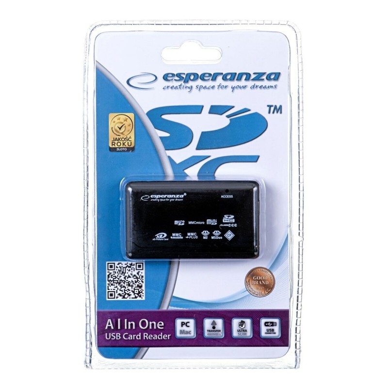 Lettore di Schede Esterno Esperanza EA117 Nero Lettore di Schede Esterno Esperanza EA117 Nero