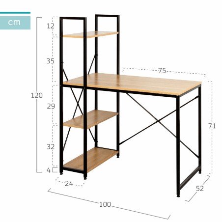 Scrivania con scaffale Max Home Acciaio Melammina Truciolare 100 x 120 x 52 cm