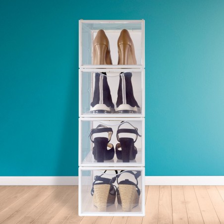 Scatola di scarpe impilabile Max Home polipropilene ABS 25 x 18,5 x 35 cm (4 Unità)