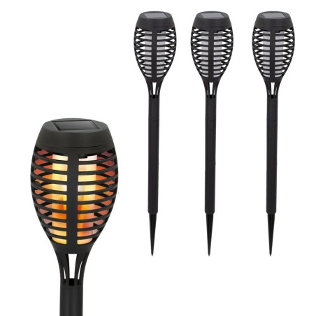 Set di torce solari da giardino Aktive Plastica 7,5 x 50 x 7,5 cm (4 Unità)