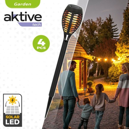 Set di torce solari da giardino Aktive Plastica 7,5 x 50 x 7,5 cm (4 Unità)