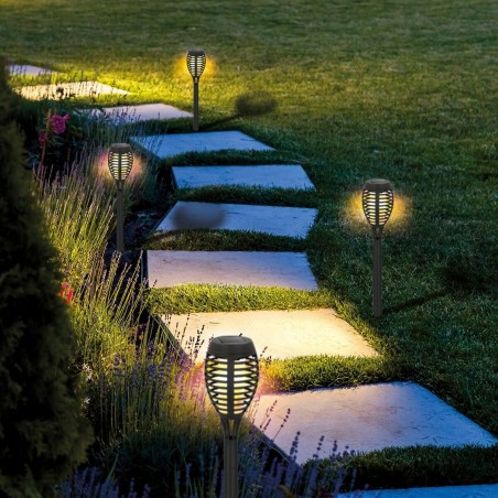 Set di torce solari da giardino Aktive Plastica 7,5 x 50 x 7,5 cm (4 Unità)