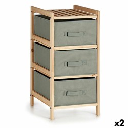 Cassettiera Grigio Legno Tessile 36 x 66 x 34 cm (2 Unità)