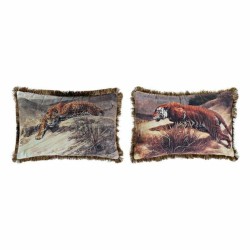 Cuscino DKD Home Decor 8424001718016 Animale Poliestere Alluminio Coloniale (2 Unità)