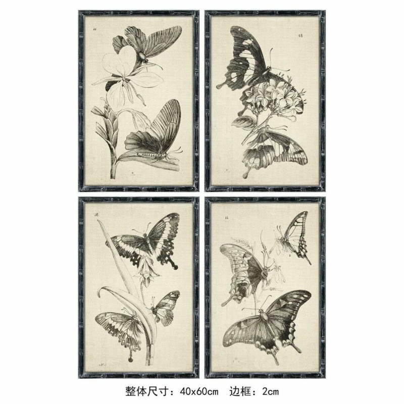 Quadro DKD Home Decor 40 x 2,8 x 60 cm 40 x 60 x 2.8 cm Farfalle Cottage (4 Pezzi) Quadro DKD Home Decor 40 x 2,8 x 60 cm 40 x 60 x 2.8 cm Farfalle Cottage (4 Pezzi)