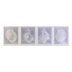 Quadro DKD Home Decor Cristallo Conchiglia 50 x 2 x 60 cm 50 x 60 x 2,5 cm (4 Pezzi)