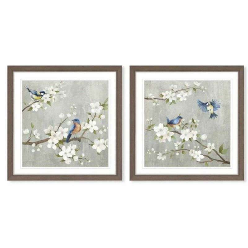 Tela DKD Home Decor 63 x 3 x 63 cm 60 x 3 x 60 cm Uccelli Shabby Chic (2 Unità) Tela DKD Home Decor 63 x 3 x 63 cm 60 x 3 x 60 cm Uccelli Shabby Chic (2 Unità)