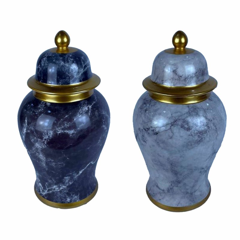 Vaso DKD Home Decor Porcellana Azzurro Dorato Marmo Moderno 17 x 17 x 32 cm (2 Unità) Vaso DKD Home Decor Porcellana Azzurro Dorato Marmo Moderno 17 x 17 x 32 cm (2 Unità)
