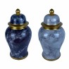 Vaso DKD Home Decor Porcellana Azzurro Dorato Marmo Moderno 17 x 17 x 32 cm (2 Unità)