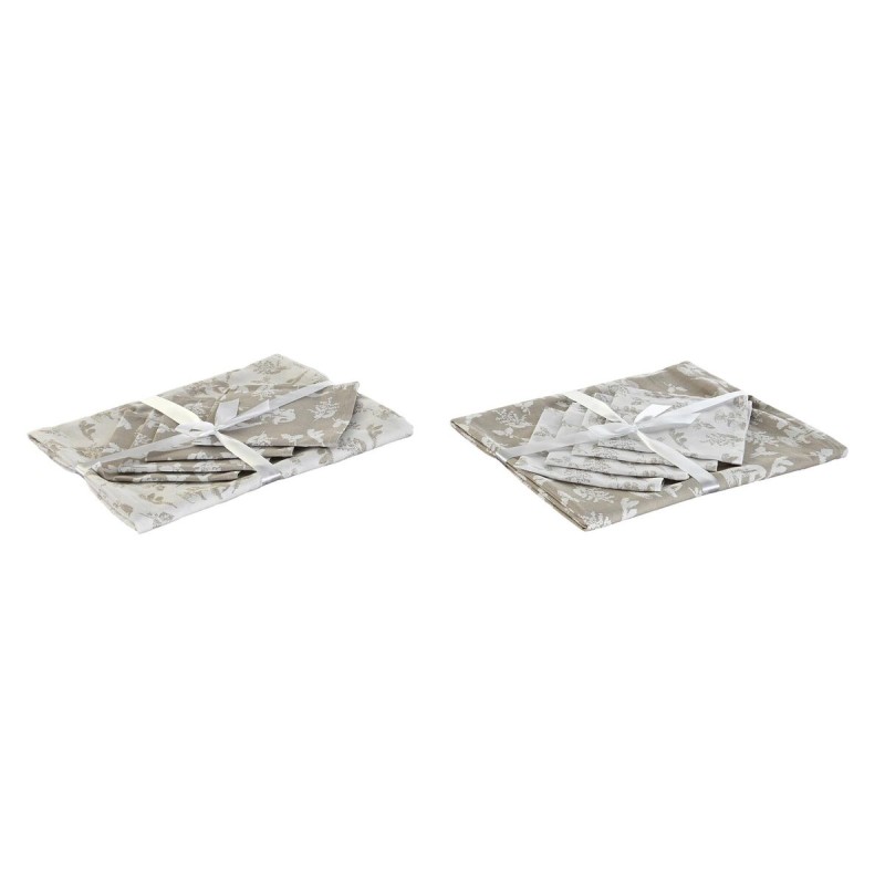 Tovaglia e tovaglioli DKD Home Decor 2 Unità 150 x 150 x 0,5 cm Beige Bianco Marrone Chiaro Tovaglia e tovaglioli DKD Home Decor 2 Unità 150 x 150 x 0,5 cm Beige Bianco Marrone Chiaro