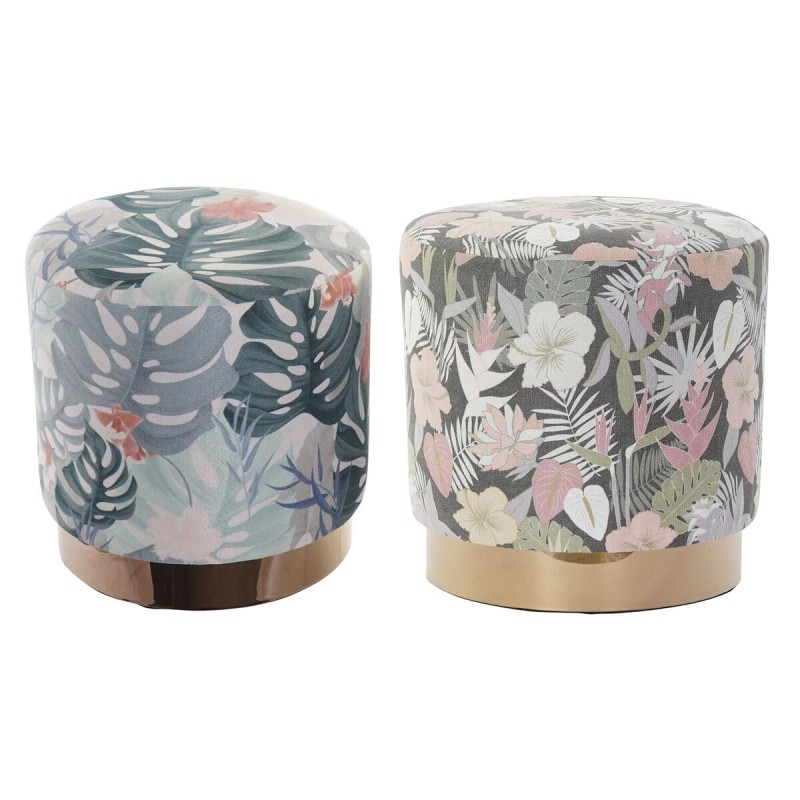Poggiapiedi DKD Home Decor Multicolore Legno Metallo Tropicale 35 x 35 x 35 cm (2 Unità) Poggiapiedi DKD Home Decor Multicolore Legno Metallo Tropicale 35 x 35 x 35 cm (2 Unità)