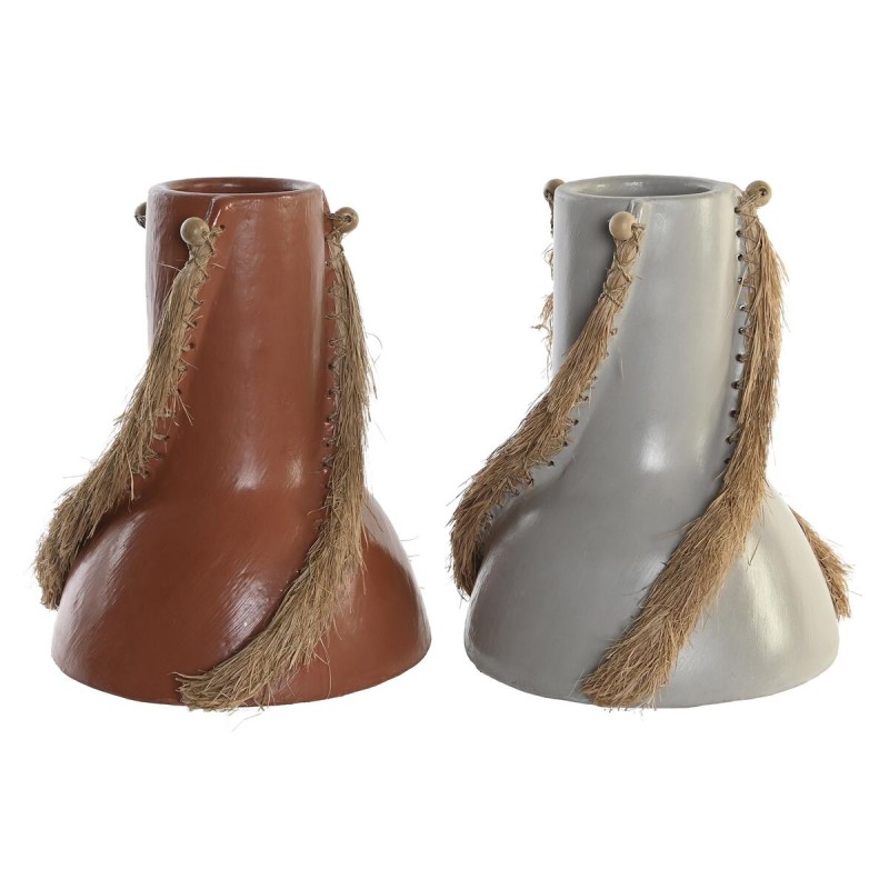 Vaso DKD Home Decor Grigio Terracotta 26 x 26 x 30 cm (2 Unità) Vaso DKD Home Decor Grigio Terracotta 26 x 26 x 30 cm (2 Unità)