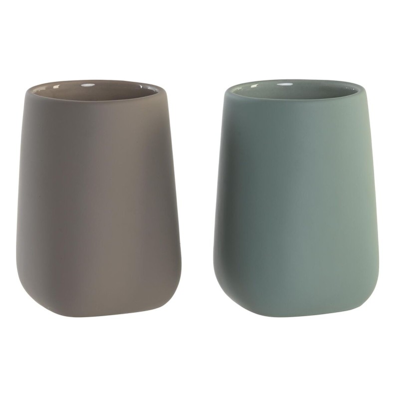 Portaspazzolini da Denti DKD Home Decor Verde Beige Dolomite 8 x 8 x 11 cm (2 Unità) Portaspazzolini da Denti DKD Home Decor Verde Beige Dolomite 8 x 8 x 11 cm (2 Unità)