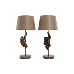Lampada da tavolo Home ESPRIT Marrone Metallo Resina 50 W 220 V 26 x 26 x 53,5 cm (2 Unità)