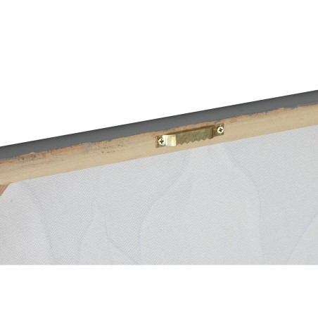 Quadro Home ESPRIT Bianco Beige Tela Legno MDF Fiore Romantico 50 x 2,5 x 50 cm (2 Unità)