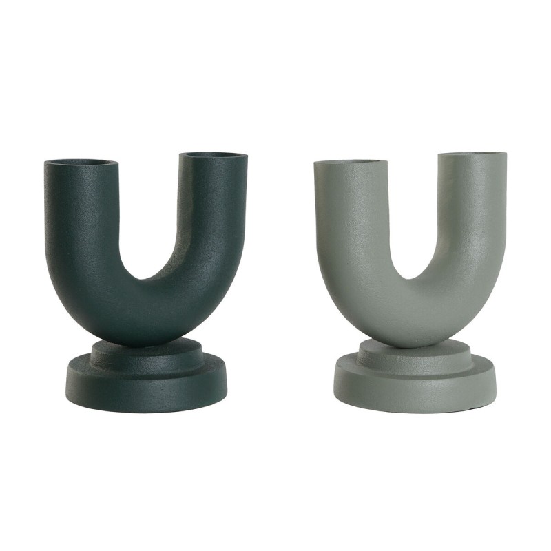 Vaso Home ESPRIT Verde Alluminio 18 x 13 x 19 cm (2 Unità) Vaso Home ESPRIT Verde Alluminio 18 x 13 x 19 cm (2 Unità)