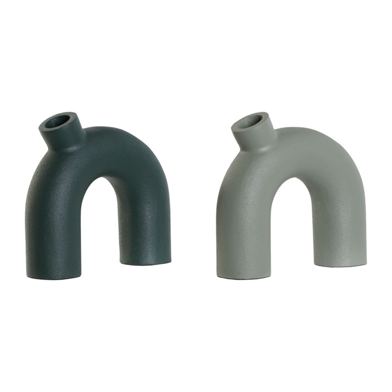 Vaso Home ESPRIT Verde Alluminio 19 x 5 x 17 cm (2 Unità) Vaso Home ESPRIT Verde Alluminio 19 x 5 x 17 cm (2 Unità)
