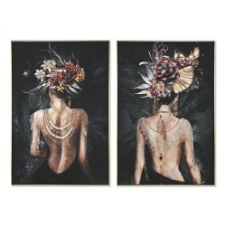 Quadro Home ESPRIT Nero Verde chica 80 x 3,5 x 120 cm (2 Unità)