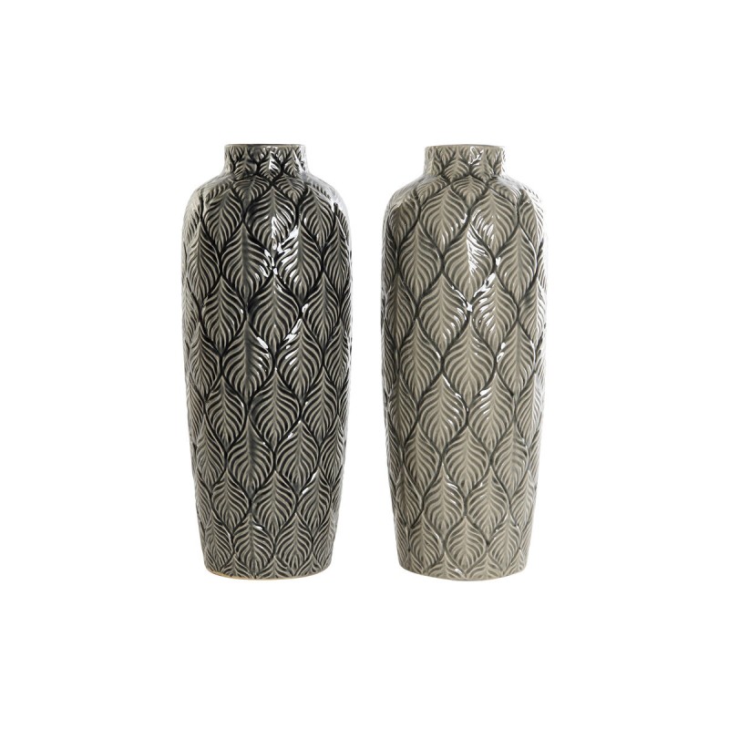 Vaso DKD Home Decor Verde Grigio Porcellana Orientale 16 x 16 x 40 cm (2 Unità) Vaso DKD Home Decor Verde Grigio Porcellana Orientale 16 x 16 x 40 cm (2 Unità)