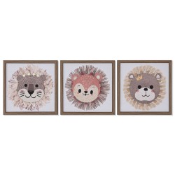 Tela Home ESPRIT Bianco Naturale Per bambini animali 30 x 2,6 x 30 cm (3 Unità)