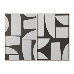 Quadro Home ESPRIT Bianco Verde Beige Grigio scuro polistirene Tela Astratto Città (2 Unità)