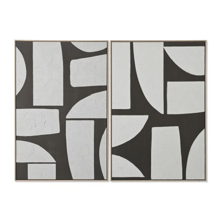 Quadro Home ESPRIT Bianco Verde Beige Grigio scuro polistirene Tela Astratto Città (2 Unità)