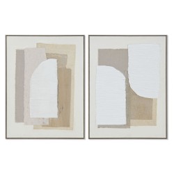 Quadro Home ESPRIT Bianco Beige Astratto Scandinavo 62 x 3,2 x 82 cm (2 Unità)
