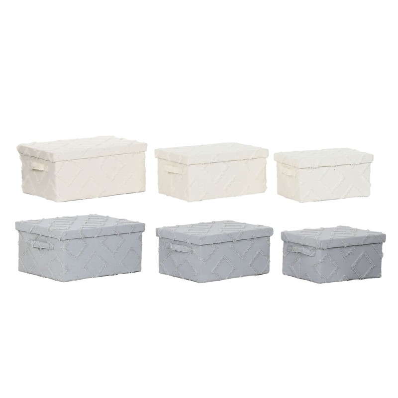Set di Scatole Decorative Home ESPRIT Grigio Crema 40 x 30 x 20 cm 3 Pezzi (2 Unità) Set di Scatole Decorative Home ESPRIT Grigio Crema 40 x 30 x 20 cm 3 Pezzi (2 Unità)