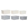 Set di Scatole Decorative Home ESPRIT Grigio Crema 40 x 30 x 20 cm 3 Pezzi (2 Unità)