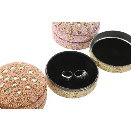 Scatola-Portagioie Home ESPRIT Giallo Arancio Rosa Lilla Alluminio 10 x 10 x 5 cm (6 Unità)
