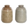 Vaso Home ESPRIT Marrone Grigio Ceramica Orientale Rombos 19 x 19 x 27 cm (2 Unità)