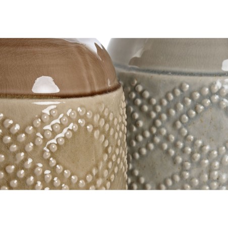 Vaso Home ESPRIT Marrone Grigio Ceramica Orientale Rombos 19 x 19 x 27 cm (2 Unità)