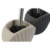 Scopino per il Bagno Home ESPRIT Grigio Crema Resina Acciaio inossidabile 13,5 X 10 X 37 cm (2 Unità)