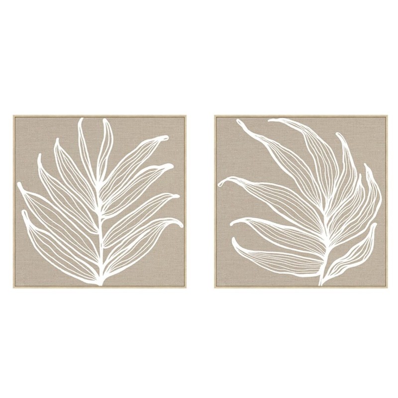 Quadro Home ESPRIT Bianco Naturale Foglia della pianta Scandinavo 83 x 4,5 x 83 cm (2 Unità) Quadro Home ESPRIT Bianco Naturale Foglia della pianta Scandinavo 83 x 4,5 x 83 cm (2 Unità)