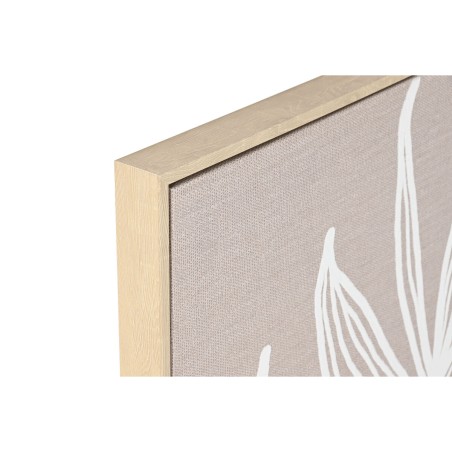 Quadro Home ESPRIT Bianco Naturale Foglia della pianta Scandinavo 83 x 4,5 x 83 cm (2 Unità)