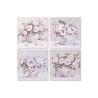 Quadro Home ESPRIT Bianco Rosa Rose Romantico 60 x 3 x 60 cm (4 Unità)