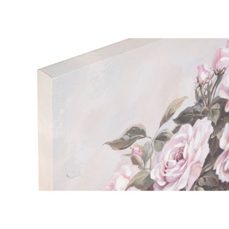 Quadro Home ESPRIT Bianco Rosa Rose Romantico 60 x 3 x 60 cm (4 Unità)