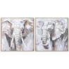 Quadro Home ESPRIT Bianco Marrone Grigio Elefante Coloniale 80 x 3,5 x 80 cm (2 Unità)