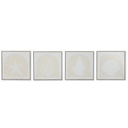 Quadro Home ESPRIT Bianco Crema Mediterraneo 40 x 3 x 40 cm (4 Unità)