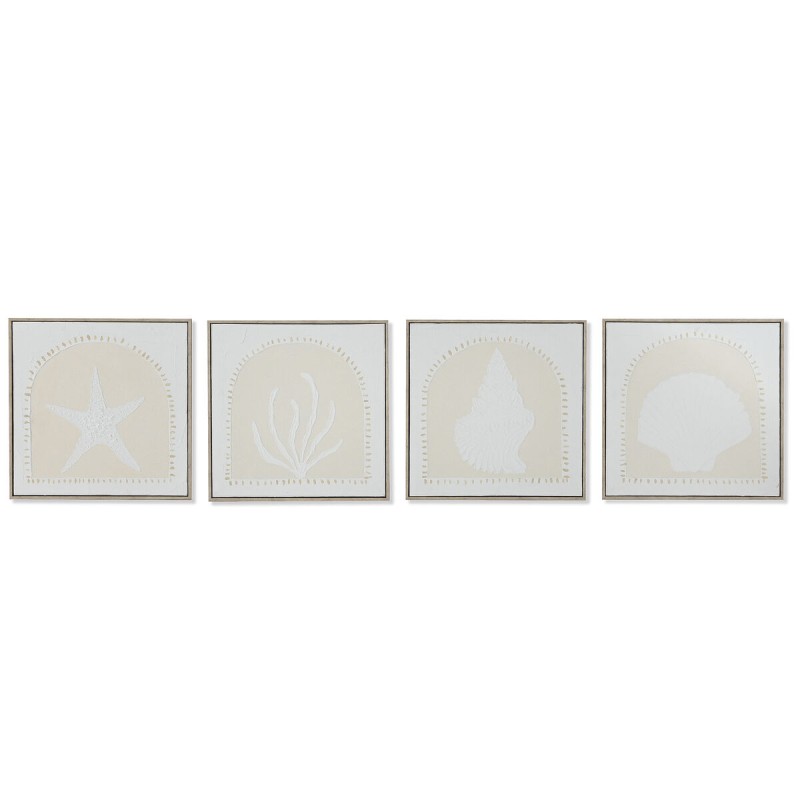 Quadro Home ESPRIT Bianco Crema Mediterraneo 40 x 3 x 40 cm (4 Unità) Quadro Home ESPRIT Bianco Crema Mediterraneo 40 x 3 x 40 cm (4 Unità)
