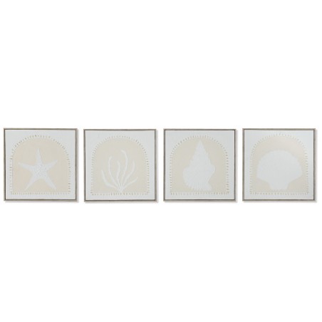 Quadro Home ESPRIT Bianco Crema Mediterraneo 40 x 3 x 40 cm (4 Unità)