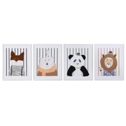Quadro Home ESPRIT Bianco Grigio Per bambini animali 40 x 1,8 x 50 cm (4 Unità)