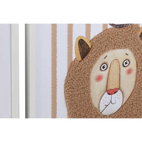 Quadro Home ESPRIT Bianco Grigio Per bambini animali 40 x 1,8 x 50 cm (4 Unità)