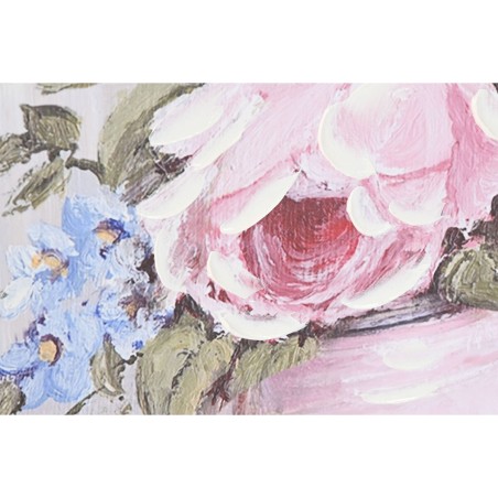 Quadro Home ESPRIT Verde Rosa Rose Romantico 60 x 3 x 60 cm (4 Unità)