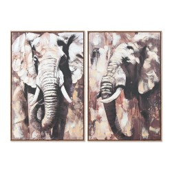 Quadro Home ESPRIT Marrone Grigio Elefante Coloniale 60 x 3,5 x 90 cm (2 Unità)